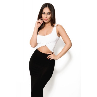 'Cadena' black and white two piece dress